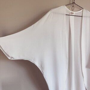 Sheer White Dolman Sleeve Lingerie or Beach Cover Up